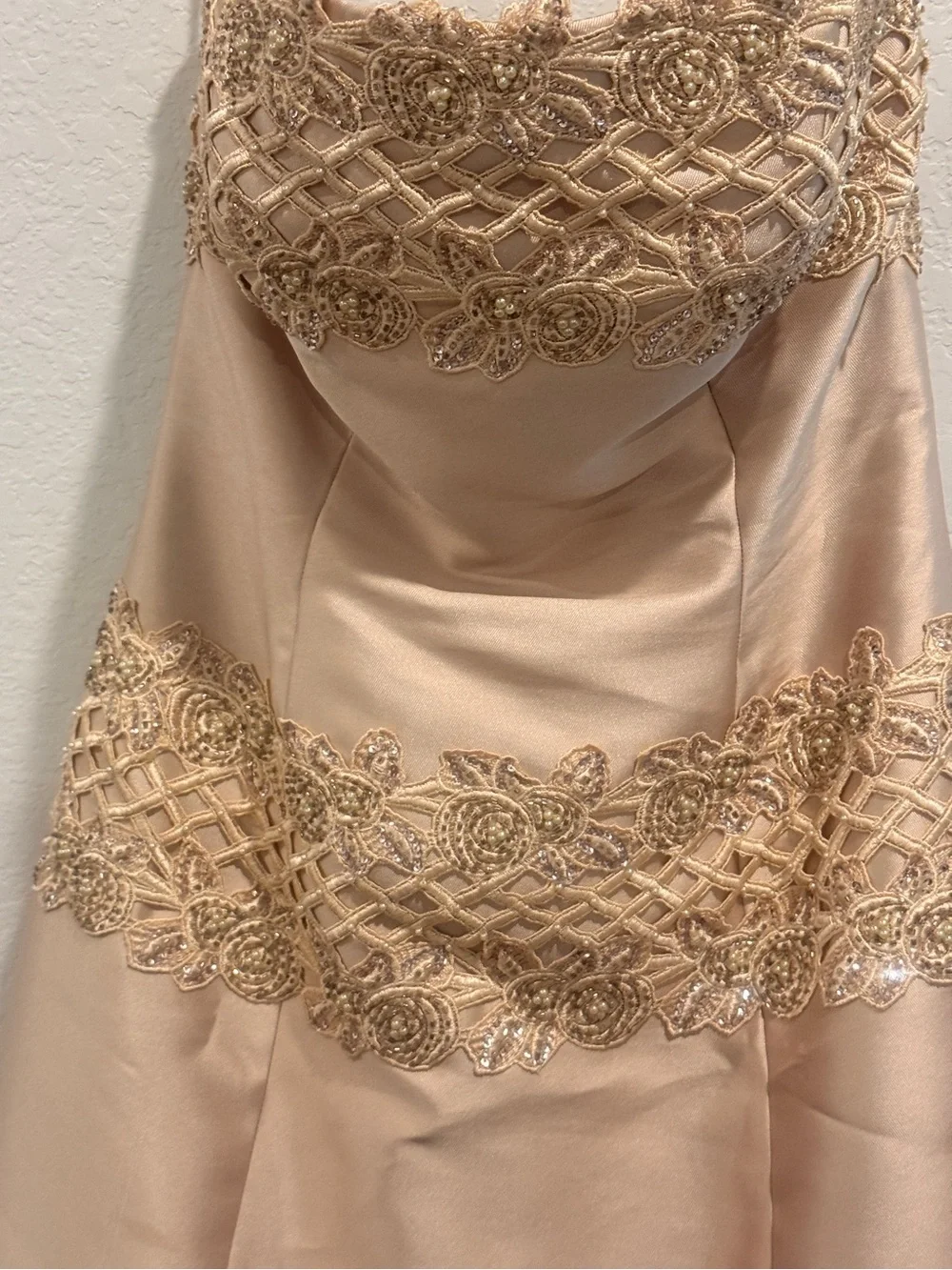 Jovani‎ Champagne Beaded A-Line Formal/Wedding Dress